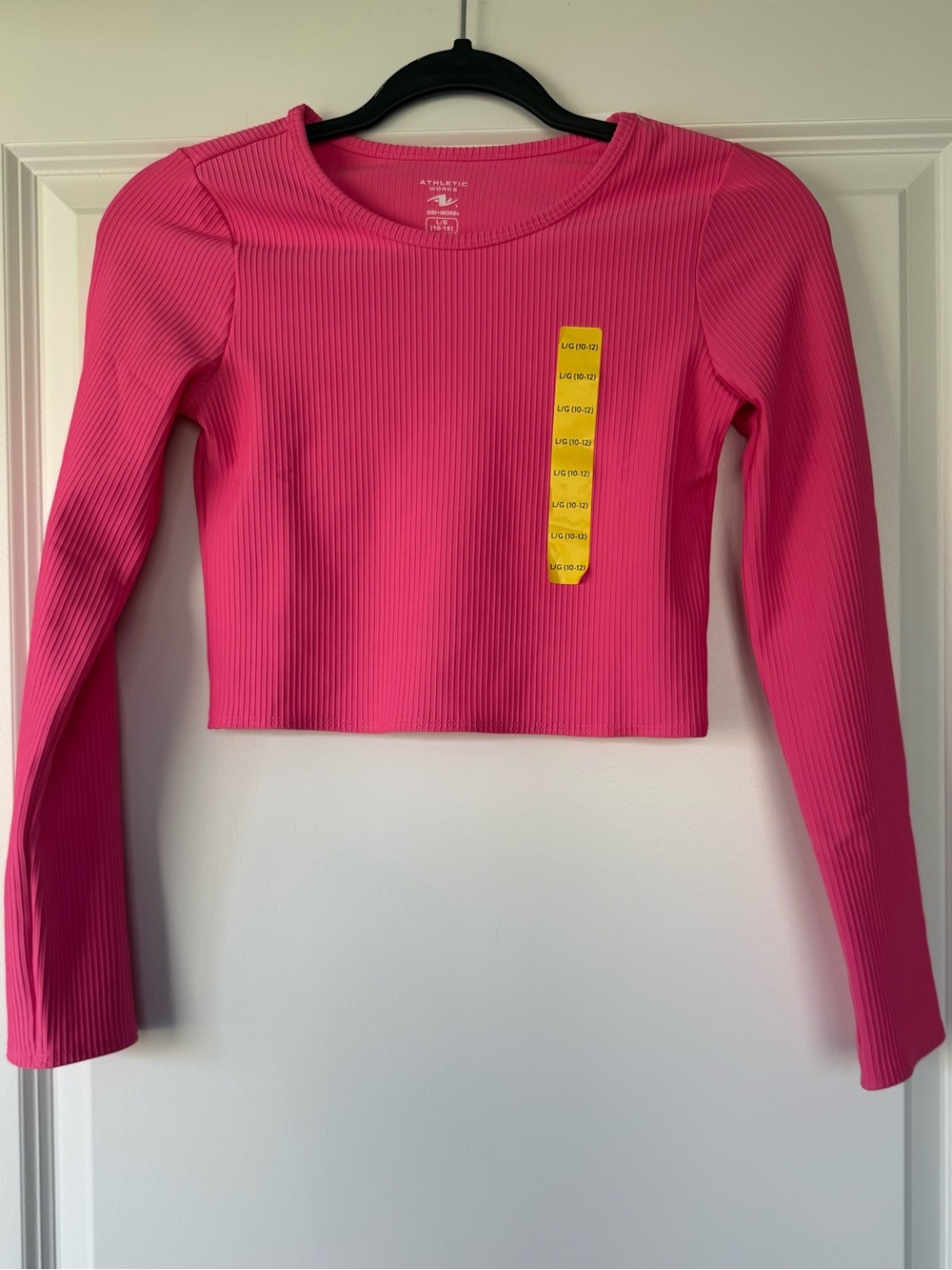 Athletic Works Hot Pink Ribbed Long Sleeve Crop Top